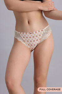 Zivame X Monisha Jaising Low Rise Full Coverage Bikini Panty - Ecru Bouquet Print — thumbnail 1